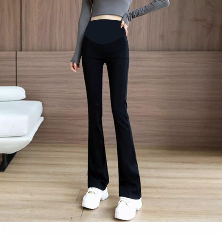 Spring and Autumn Elastic Slimming and Velvet Padded Black Pregnant Women's Pants — 16