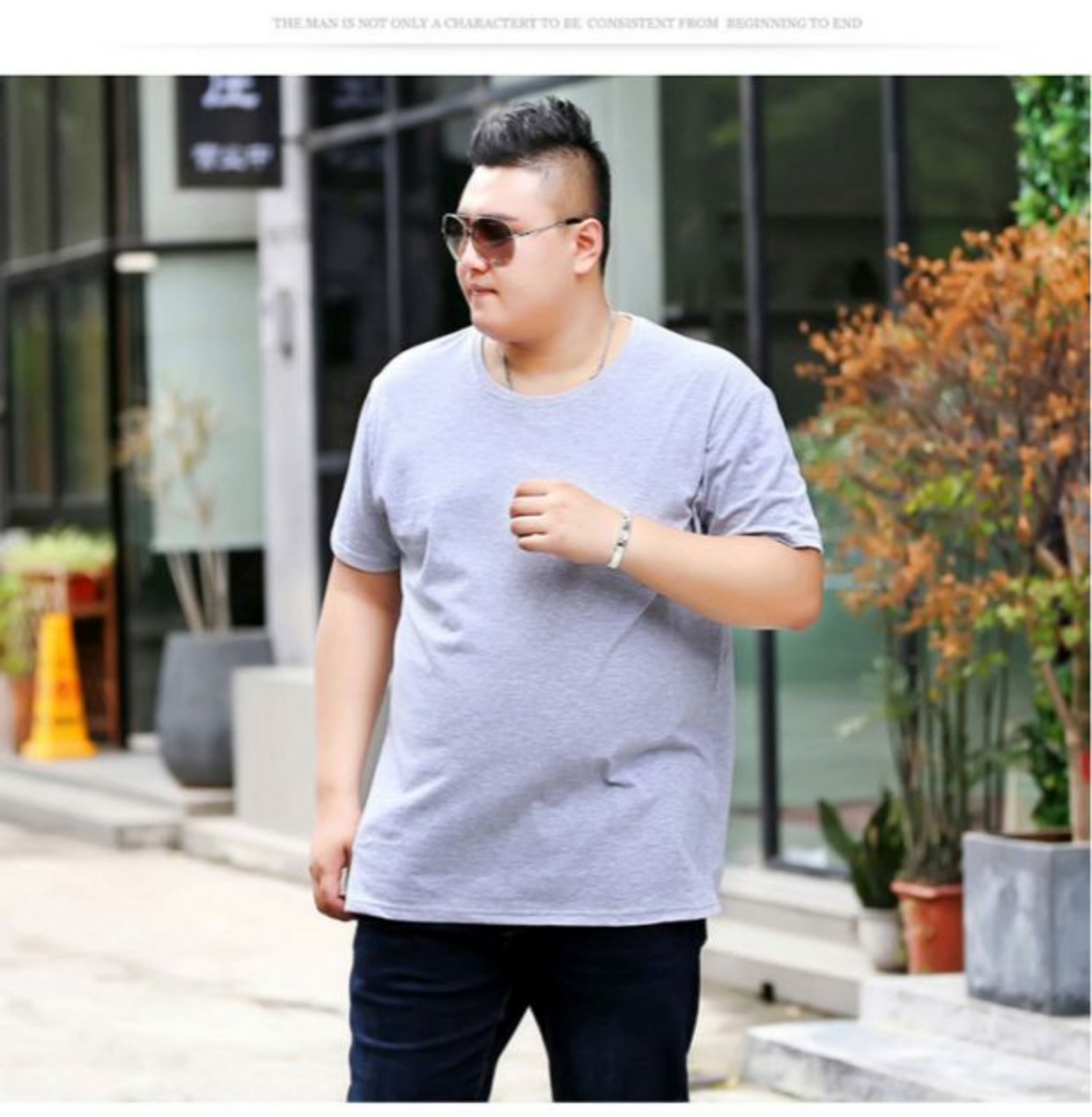 Mùa hè chất béo ngắn tay áo thun nam cỡ lớn cotton đáy quần chất béo cộng với phân bón để tăng vòng cổ tay áo nửa triều áo phông trắng nam