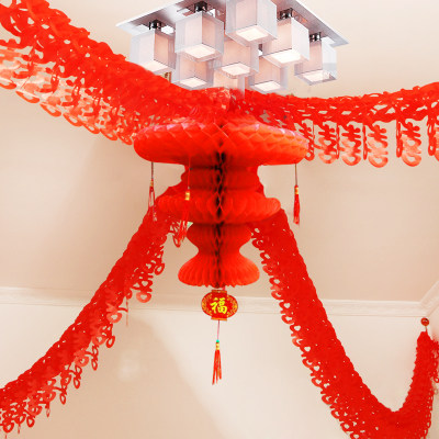 Wedding room wedding decoration wedding room layout happy character flower full red thick happy flower wedding supplies