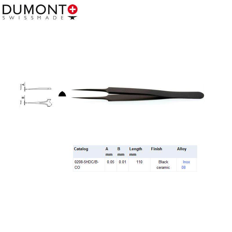 Dumont精细镊子0208-5HDC/B-CO  坚硬动物解剖镊子 陶瓷涂层镊子