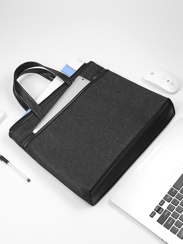 Canvas document bag a4 business office bag Information bag Zipper multi-layer storage bag Waterproof conference briefcase thickened