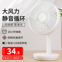 USB small fan Household rechargeable fan Desktop silent student dormitory desktop bed storage fan Small