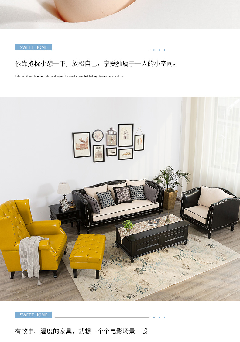 nước vải kết hợp Mỹ căn hộ nhỏ phòng khách tối giản đầy ánh sáng và rửa được ba hiện đại sofa da màu đen sang trọng - Ghế sô pha sofa giường kéo