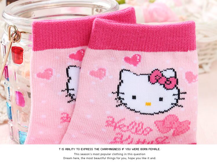 Trẻ em helloktyty Hello Kitty Hàn Quốc dễ thương mùa thu và mùa đông vớ cotton hoạt hình cô gái vớ thời trang bé gái