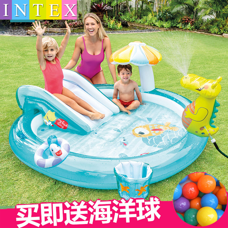 INTEX Children's Inflatable Swimming Pool Ocean Ball Pool Sand Pool Home Baby Sprinkler Pool Fountain