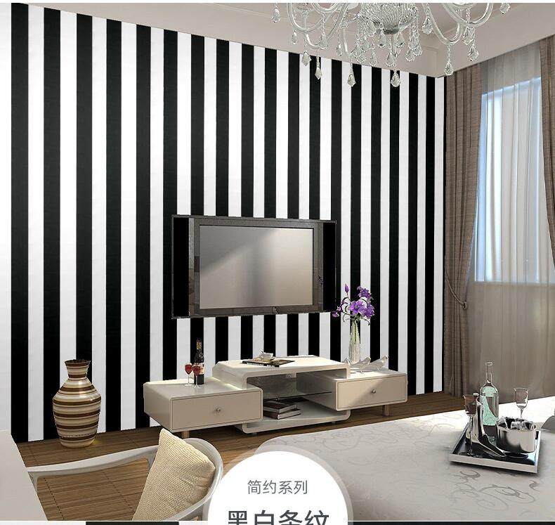 Black and white striped self-adhesive wallpaper modern wallpaper bedroom living room background wall sticker student dorm room furniture stickers
