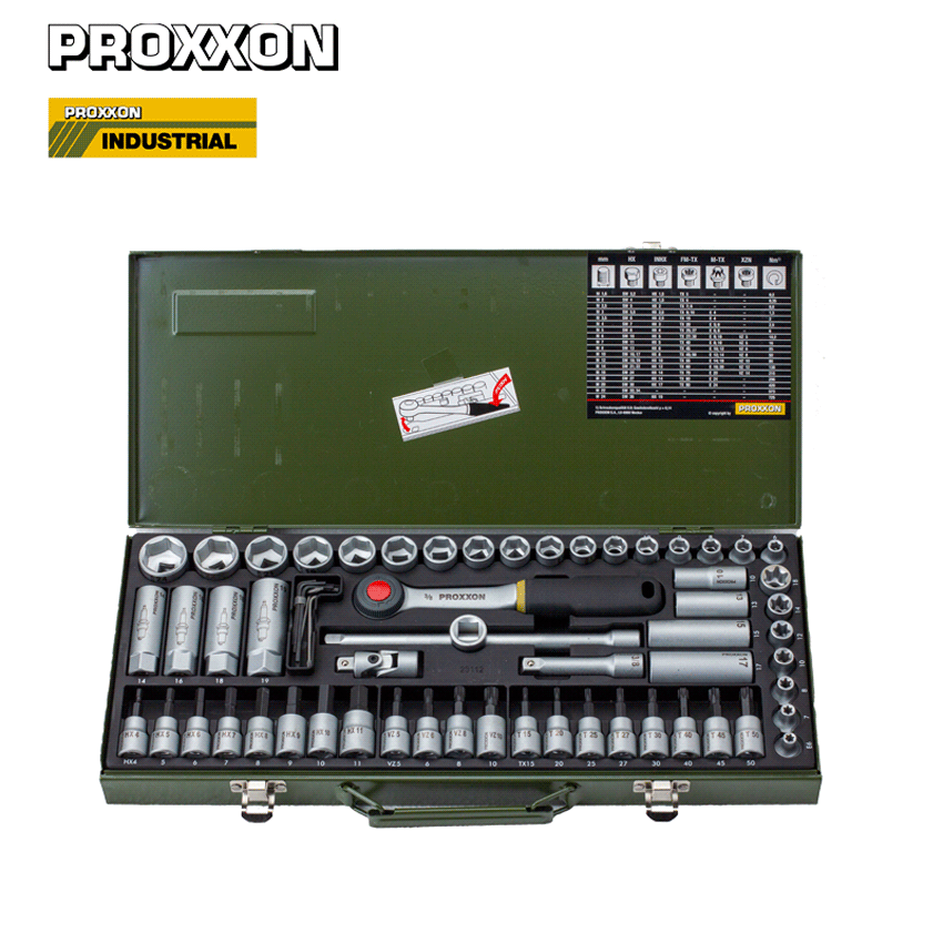 23112] Proxxon Proxon, Germany 65 piece set of auto repair tool sleeve combination set