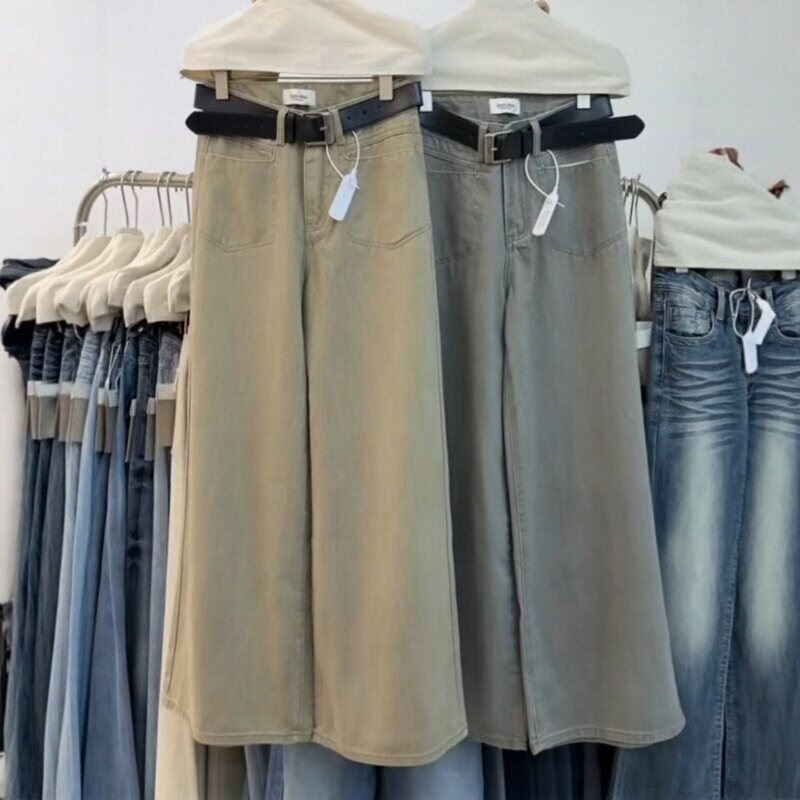 2026 Autumn New High-Waisted Wide-Leg Jeans for Women, Korean Style, Slimming, Versatile, Double Pockets, with Belt, Comfortable Pants 2026 Autumn New High-Waisted Wide-Leg Jeans for Women, Korean Style, Slimming, Versatile, Double Pockets, with Belt, Comfortable Pants