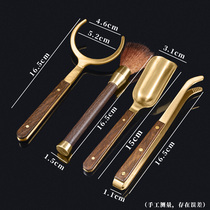 Recommended good things: Copper and wood high-end tea clips tea spoons cups forks pots pens tea accessories tea ceremony six gentlemen six-piece set