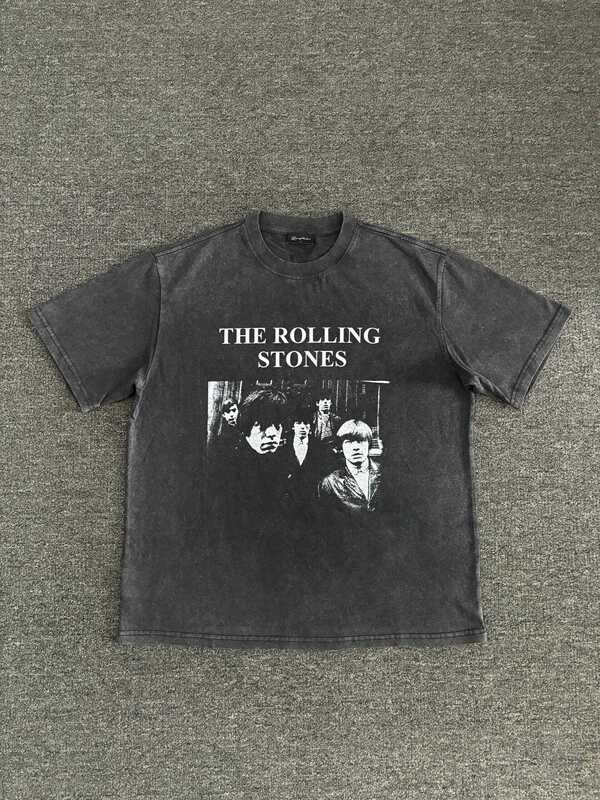 Trendy Brand Clearance~ American Street Hip-Hop Washed Vintage Rolling Stones Boxy Loose-Fit Vintage Short-Sleeve T-Shirt