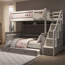 Pink girl bunk bed Solid wood bunk bed Bunk bed Two-story bed High and low bed Childrens princess mother-child bed slide