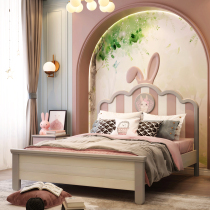 Solid wood childrens bed girl princess bed bed girl bed Childrens room Cute cartoon rabbit ears net red bed