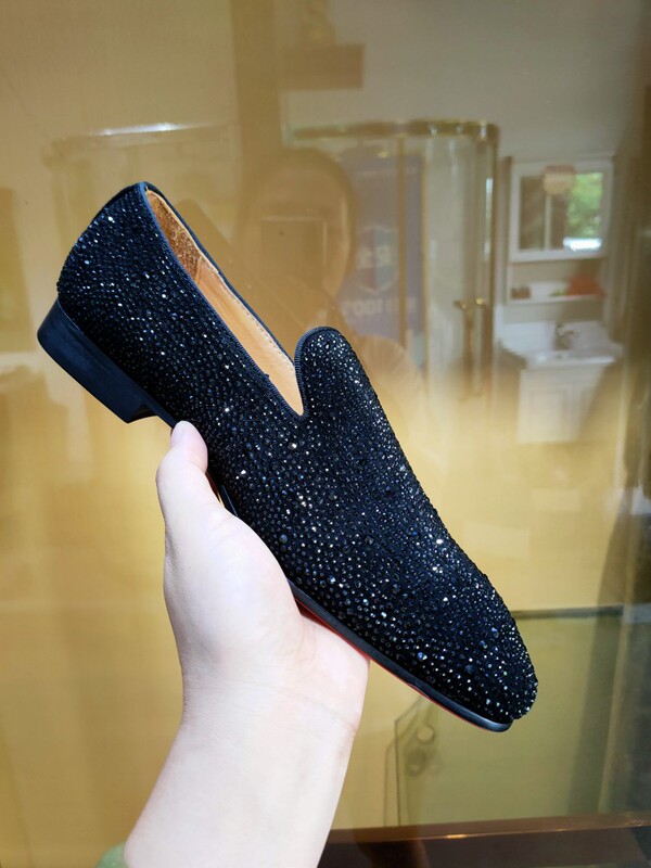 European and American Agz Cl Rhinestone Low-Top Men's Shoes, First-Layer Cowhide Gentleman's Shoes, Casual Sports Shoes with Red Soles
