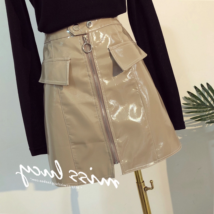 2019 xuân mới chic túi hip một từ eo cao một bước váy pu bằng sáng chế da bóng váy váy da nhỏ váy nữ - Váy mẫu chân váy đẹp 2020