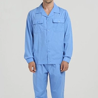 Голубой - костюм с длинными рукавами (70 юаней) топ + брюки