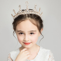 Crown headdress children princess golden crystal accessories show atmosphere super fairy baroque students show hairband tide