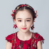 Children's jewelry national style hair accessories Hanfu antique suit headdress baby red headflower girl wreath hair band