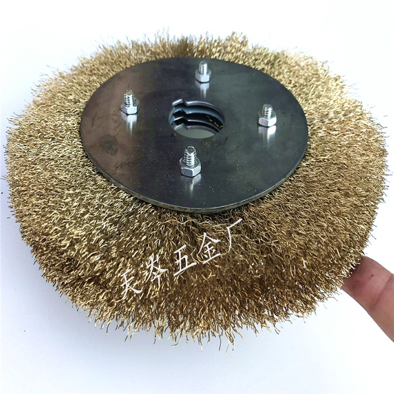 Flat steel wire wheel flat wire brush 0 3 copper plated yellow wire wheel stainless steel parallel rust removal