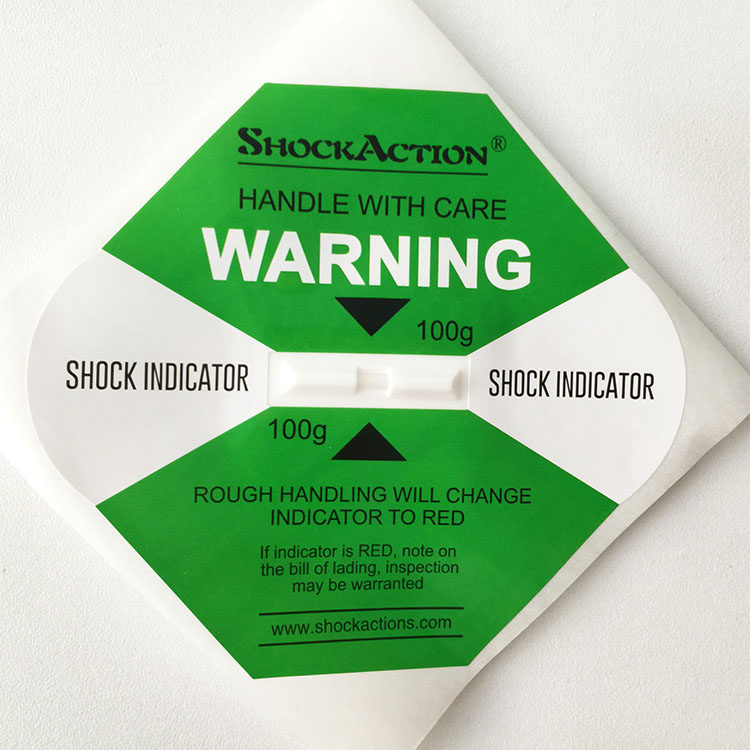 Shenzhen manufacturer direct sales shockaction anti-shock warning label L30 green 100G logistics monitoring label
