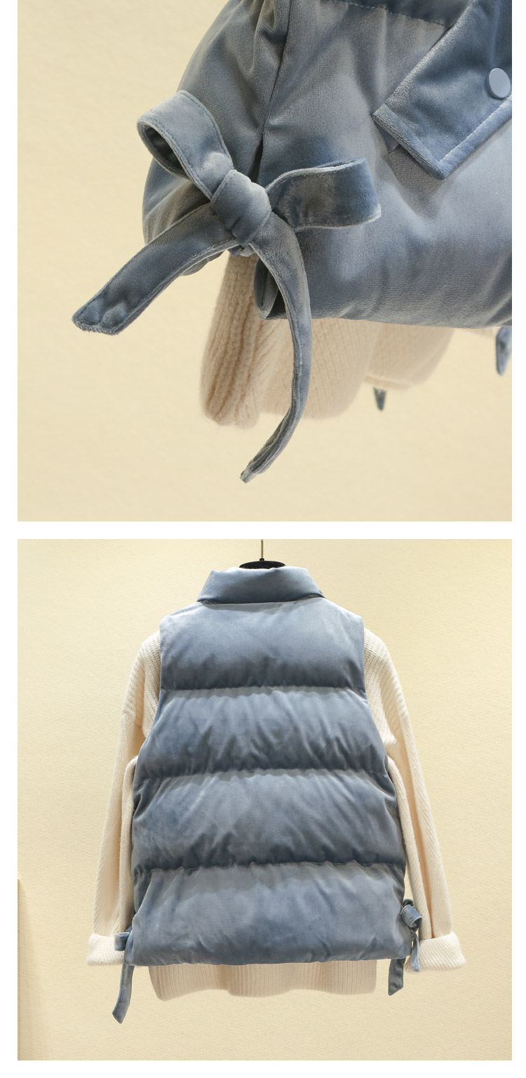 Áo vest nhung cotton vàng nữ ngắn đoạn đông 2018 phiên bản Hàn Quốc mới của áo cổ lọ đứng vest vest xuống vai áo khoác áo khoác nữ kaki