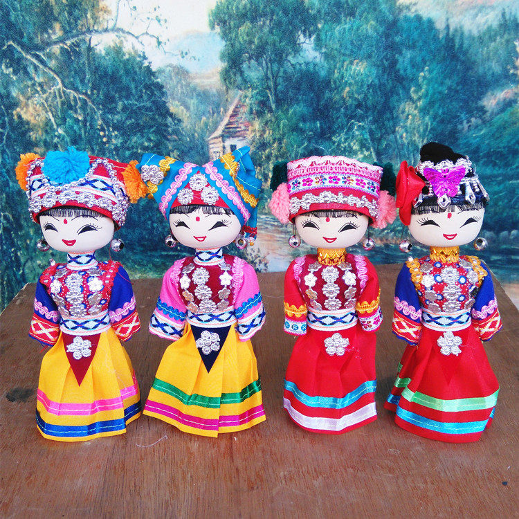Ethnic Minority Dolls Handmade Cartoon Cloth Dolls Swing Pieces Yunnan Featured Doll Tourist Souvenirs