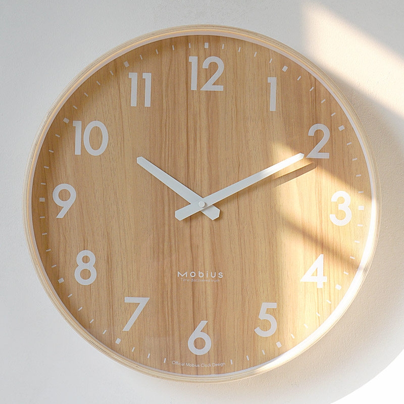 MOBIUS Nordic ins wind log clock wall clock Living room mute household simple creative quartz clock wall clock