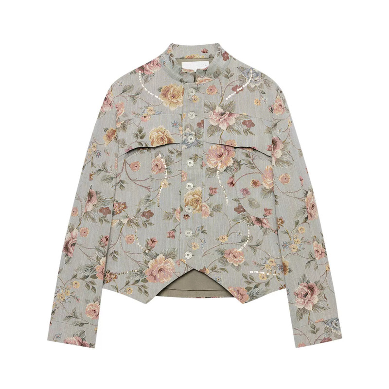 2026 Autumn New Women's Fashion Versatile Slim Fit Long Sleeve Floral Pattern Jacquard Blazer Jacket 6895250