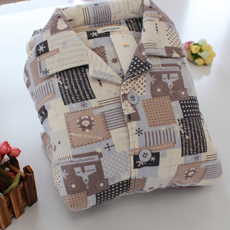 Winter family parent-child couples cotton quilts cotton pajamas set snowman printed cotton flannel warm home clothes