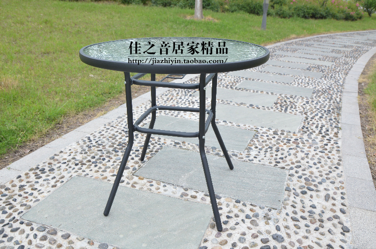 Kính cường lực bàn tròn ngoài trời ăn uống và công viên giải trí sân lắp ráp có thể tháo rời ô ô Huitong đồ nội thất 80 CM ban ghe ban cong
