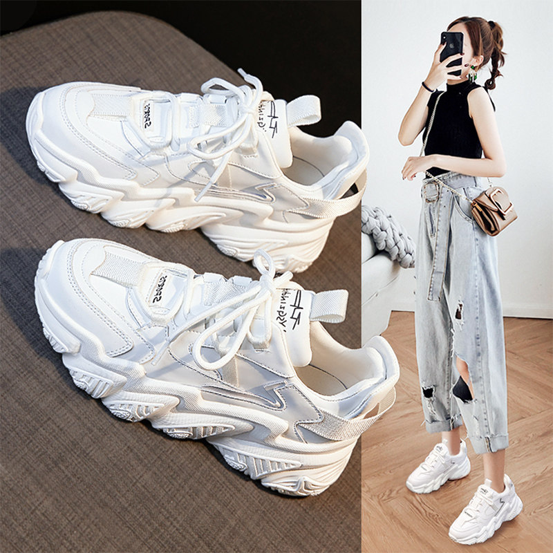 Inside Heightening White Old Daddy Shoes Woman 2022 Spring Autumn Season New Burst Net Red Overfire Sports Ins Tide Little White Shoes