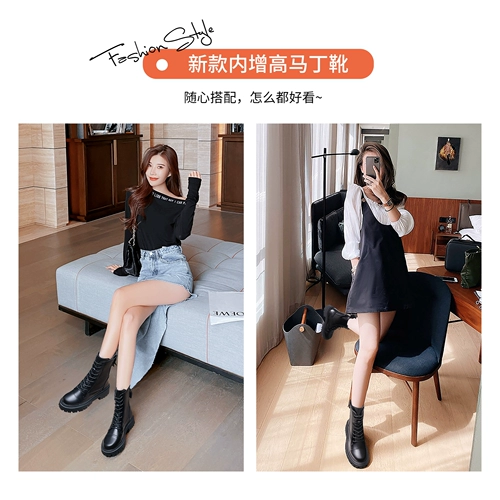 Martens, высокие короткие сапоги на платформе в английском стиле, подходит для подростков, в британском стиле, средней длины