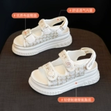 Летние сандалии на платформе, модная высокая универсальная спортивная пляжная обувь, в стиле Шанель