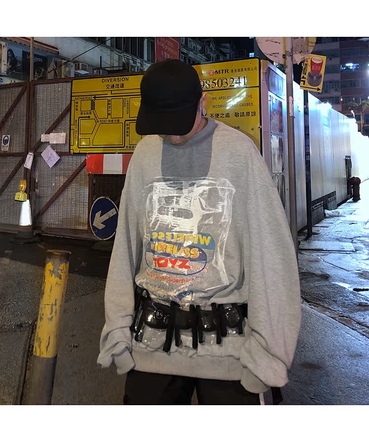 Hồng Kông phong cách Hồng Kông hip-hop hip-hop kích thước lớn nam và nữ đôi quá khổ lười biếng gió bat tay áo len đầu áo len áo hoodie cộc tay