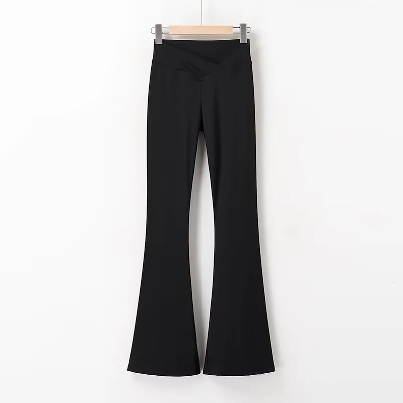 欧美范v字高腰微喇休闲裤女春秋辣妹紧身性感喇叭裤瑜伽拖地长裤详情8