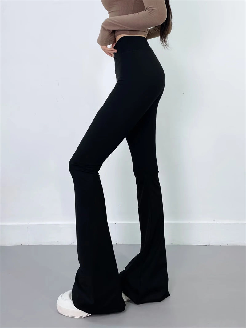 欧美范v字高腰微喇休闲裤女春秋辣妹紧身性感喇叭裤瑜伽拖地长裤详情7