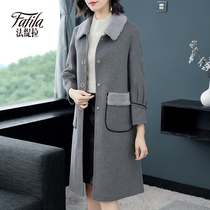 Baby collar middle-aged mother double-sided cashmere coat female long 2019 new autumn and winter thin woolen coat women