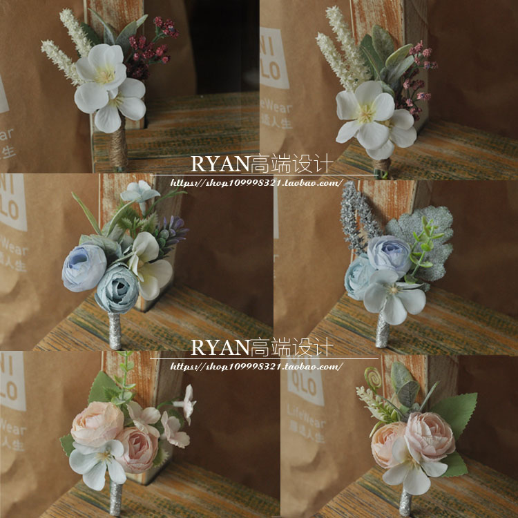 RYAN Ching Flowers West Chest Flowers Blue Pink Graduation Season Chest Flower Brothers Group Bridegroom business activities-Taobao