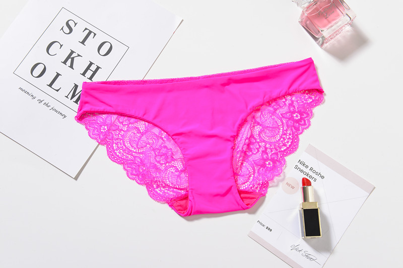 5 mảnh lụa lụa khâu ren đồ lót nữ cảm giác Châu Âu và Mỹ eo thấp rắn màu hấp dẫn tam giác quần short vui nhộn quần lót dây nam