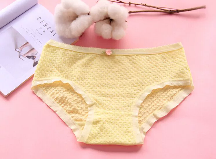 5 túi Đồ lót màu tinh khiết hoa nữ eo thấp quần lót nữ thoáng khí bong bóng cotton dễ thương cô gái đồ lót quan lot nu dang dui