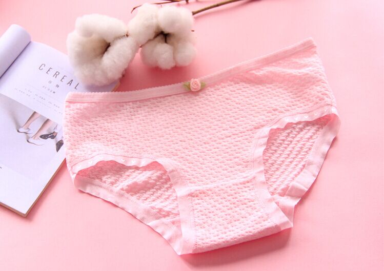 5 túi Đồ lót màu tinh khiết hoa nữ eo thấp quần lót nữ thoáng khí bong bóng cotton dễ thương cô gái đồ lót đồ lót big size