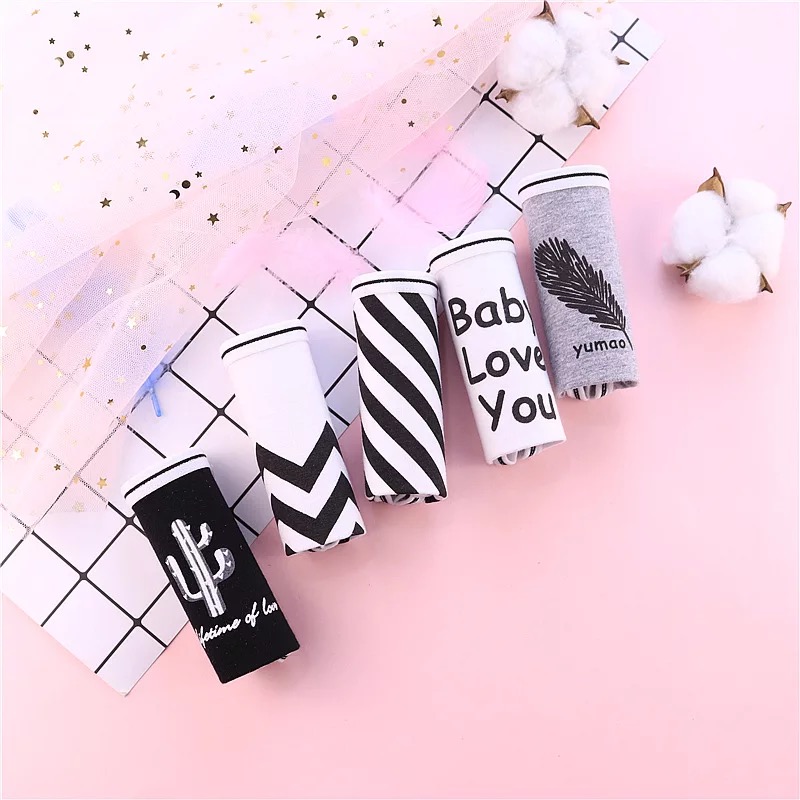 5 in gió đơn giản cotton in thư tóm tắt eo thấp quần short tam giác cô gái bông gợi cảm quan lot nu