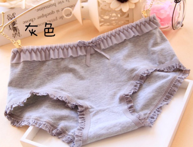 5 túi cotton ngắn màu tinh khiết phụ nữ cotton thấp eo đồ lót cô gái dễ thương nơ ren cửa hàng đồ lót