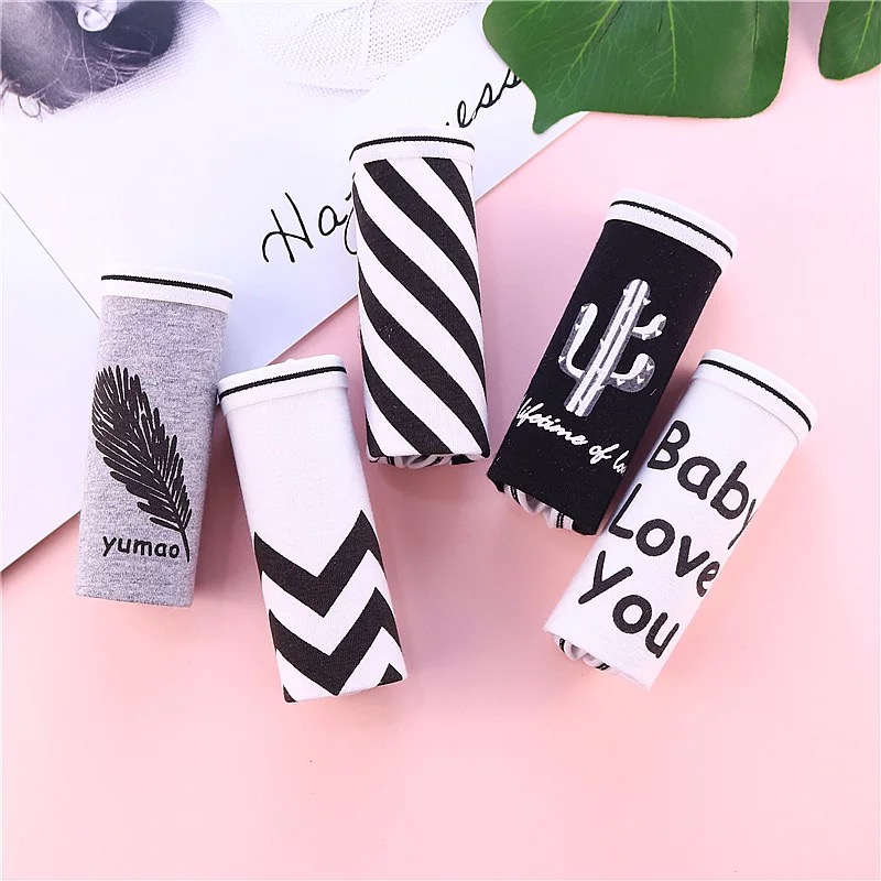 5 in gió đơn giản cotton in thư tóm tắt eo thấp quần short tam giác cô gái bông gợi cảm quan lot nu
