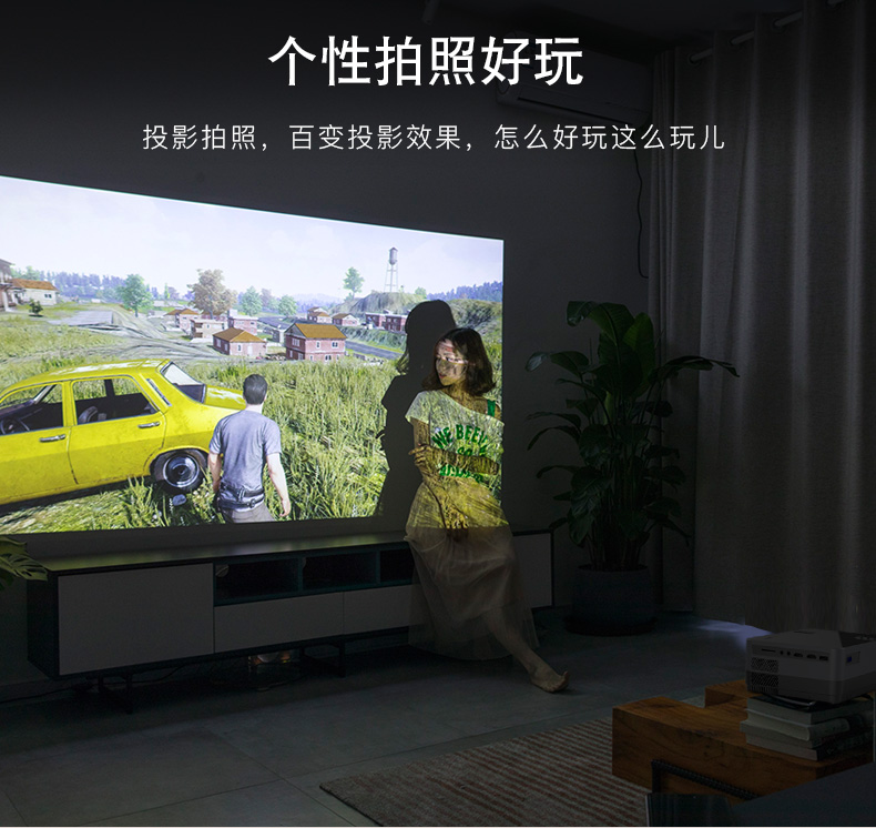 COOLUX Âm nhạc tuyệt vời Máy chiếu FUN gia đình HD nhỏ cầm tay không màn hình TV 1080P rạp hát tại nhà điện thoại di động WiFi không dây Android Apple với màn hình văn phòng thông minh Máy chiếu 4K - Máy chiếu