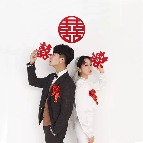 Xi Zi публикует свадебную дверь, украшение дверей маленькое двойное статическое электрическое окно цветочные наклейки.