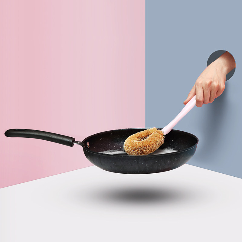 Kitchen Fiber Cleaning Brush Powerful Clean Wipe Bowl Brush Pan Brushed Hearth Wash Hearth Wash brush Long handle with shank not stained with oil deity
