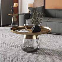 Nordic luxury metal glass tea table simple modern round creative combination corner sales office stainless steel round table