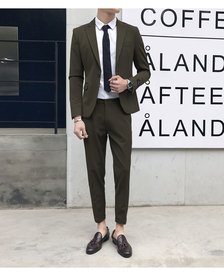 Bộ đồ vest nam phiên bản Hàn Quốc của Slim kinh doanh chuyên nghiệp ăn mặc giản dị giới trẻ Anh đồ nam đẹp 2021