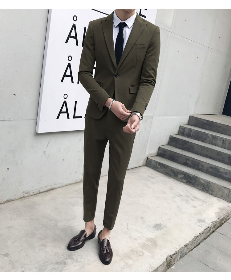 Bộ đồ vest nam phiên bản Hàn Quốc của Slim kinh doanh chuyên nghiệp ăn mặc giản dị giới trẻ Anh đồ nam đẹp 2021