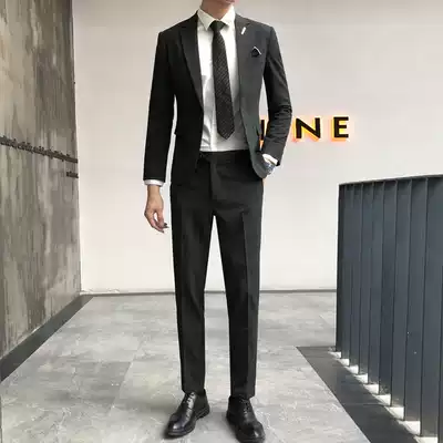 Suit suit men Korean version of self-cultivation professional dress British trend business handsome men's casual suit two-piece suit